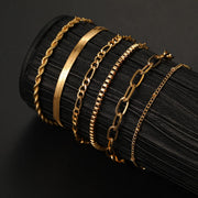 6-piece gold bracelet set, view 9 - MRSLM