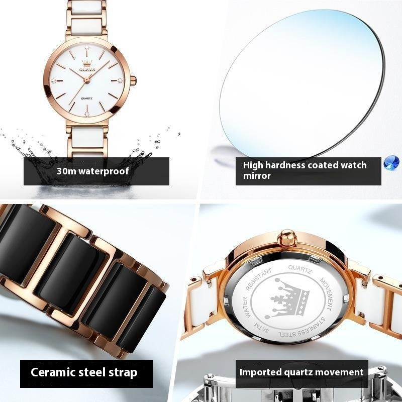 women's rose gold quartz watch, view 2 - MRSLM