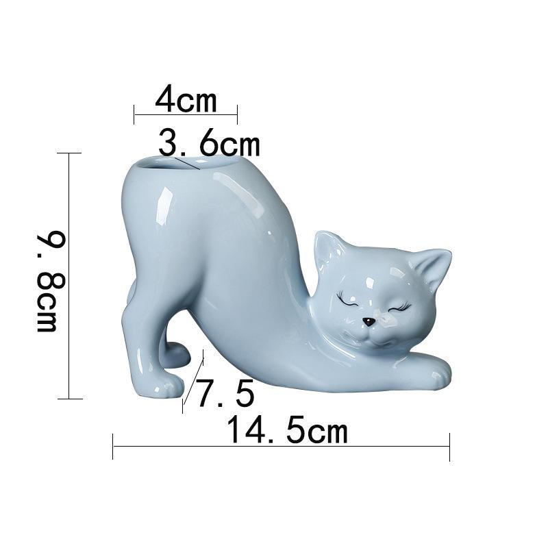 cat tail porcelain flower pot, view 3 - MRSLM