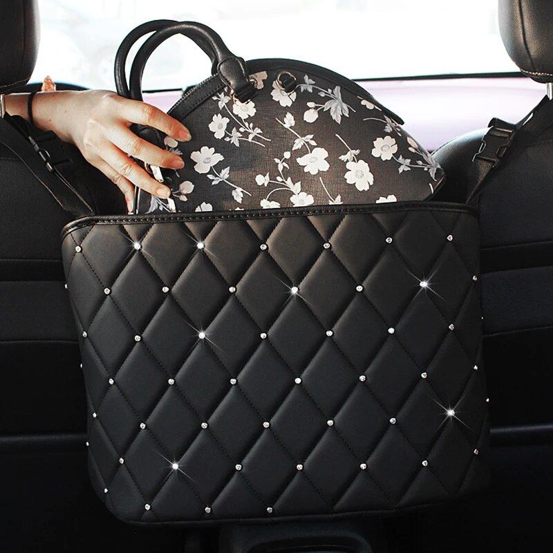Luxury PU leather car seat organizer, view 9 - MRSLM