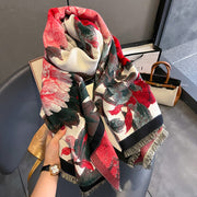 Women's retro floral faux cashmere scarf, view 2 - MRSLM