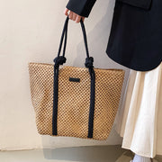 large capacity straw beach tote, view 6 - MRSLM