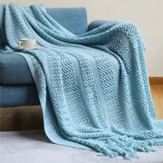 Nordic knit tassel throw blanket, view 6 - MRSLM