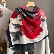 Women's retro floral faux cashmere scarf, view 3 - MRSLM