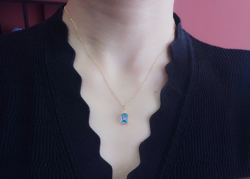 925 silver gold-plated topaz pendant, view 3 - MRSLM