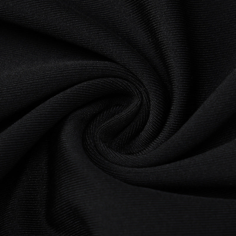 black asymmetrical slit maxi dress, view 6 - MRSLM