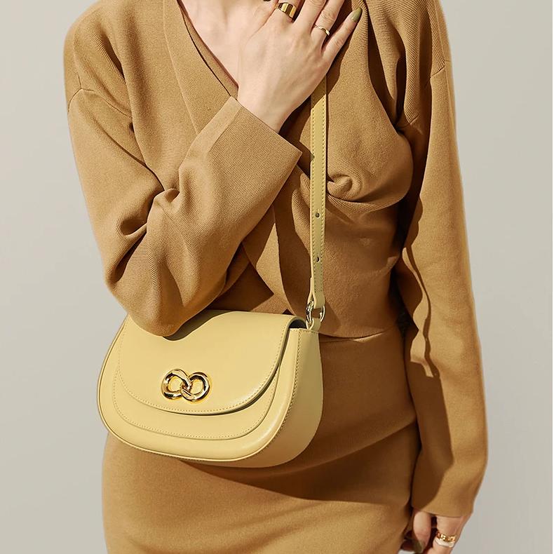 round cow leather shoulder bag, view 3 - MRSLM