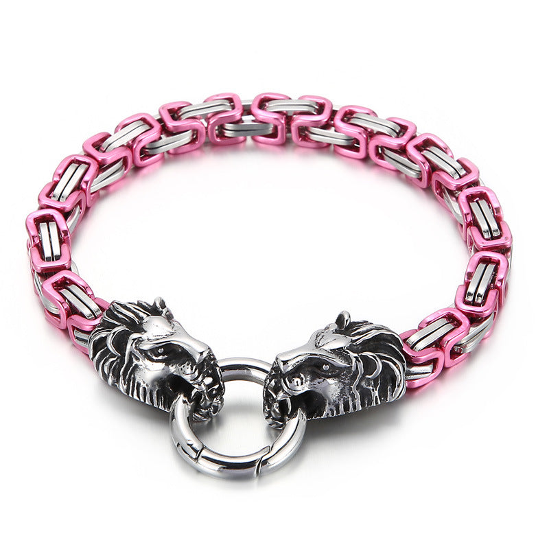 lion head king chain titanium steel bracelet, view 6 - MRSLM
