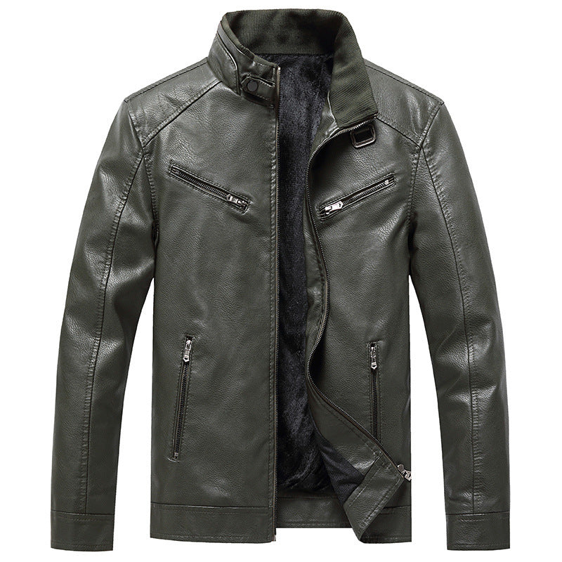 men's fleece padded pu leather jacket, view 8 - MRSLM