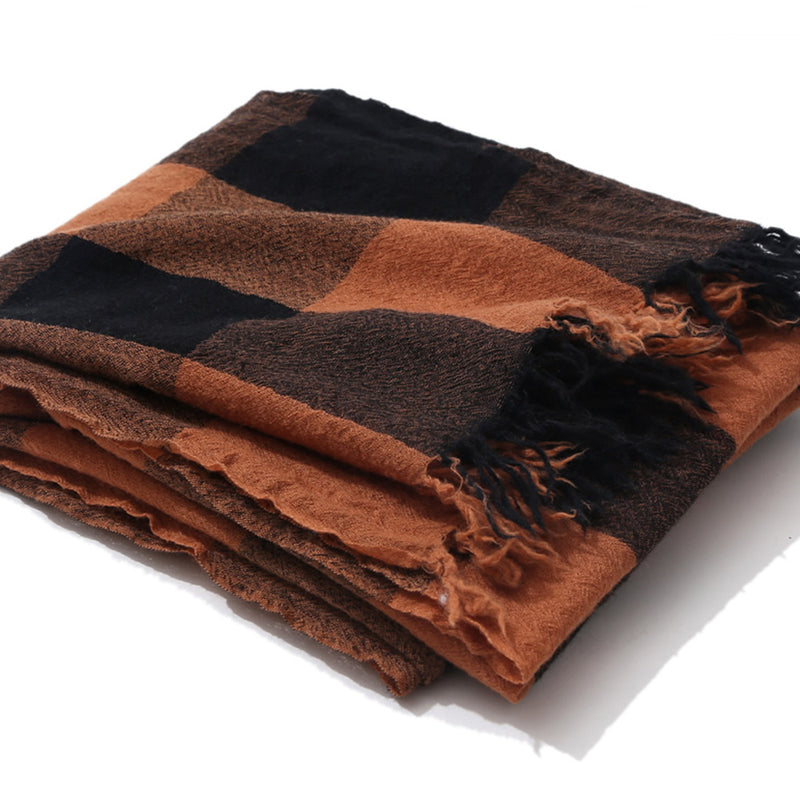 women's cashmere-feel plaid shawl, view 5 - MRSLM