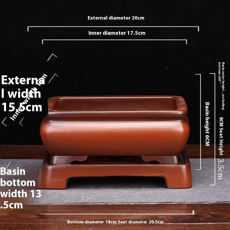 rectangular ceramic flower pot, view 6 - MRSLM