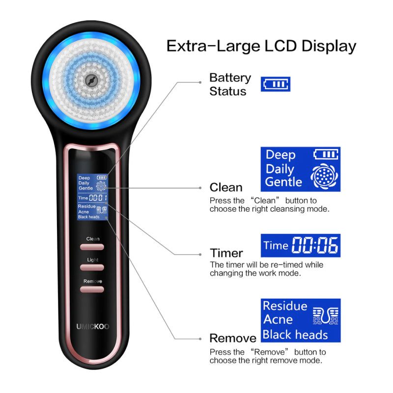 electric facial cleansing brush with pore vacuum, view 7 - MRSLM