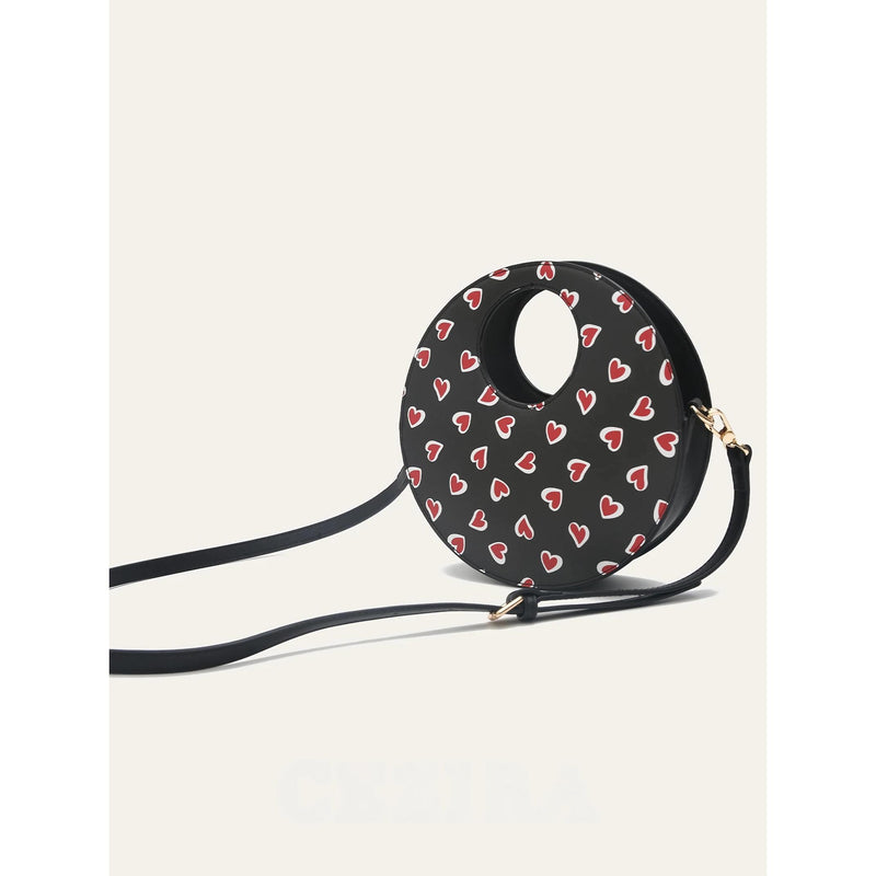round heart-print crossbody bag, view 5 - MRSLM