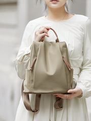 large capacity classic leather travel backpack, view 2 - MRSLM