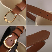 Women's cow leather belt with irregular buckle, view 7 - MRSLM