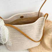 bohemian straw woven shoulder bag, view 6 - MRSLM