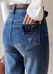 vintage ankle-length blue jeans, view 5 - MRSLM