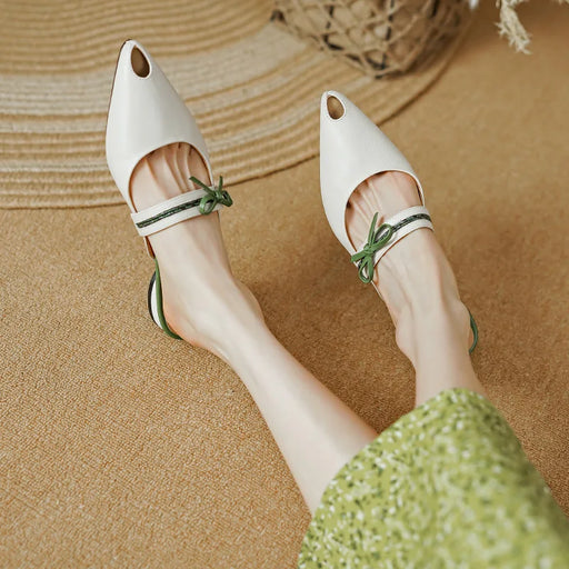 women's leather heel mules - MRSLM