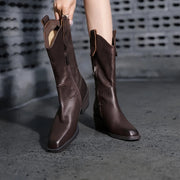 brown leather cowboy boots for women, view 7 - MRSLM