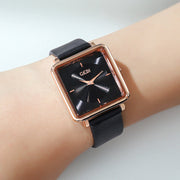 women's square dial leather strap watch, view 2 - MRSLM