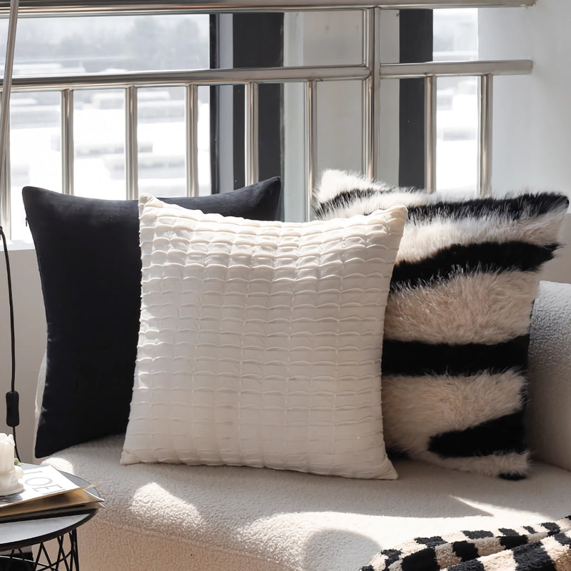 italian minimalist black and white cushion cover, view 5 - MRSLM