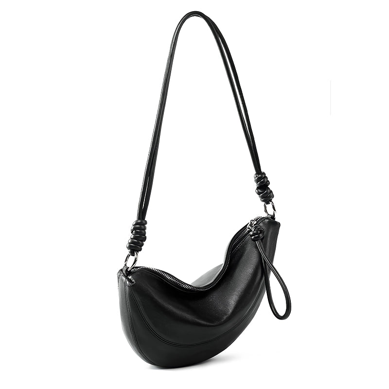 elegant soft leather dumpling bag, view 3 - MRSLM
