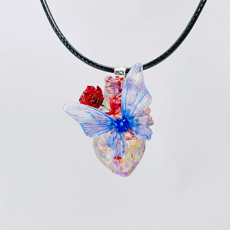 butterfly heart sterling silver necklace - MRSLM