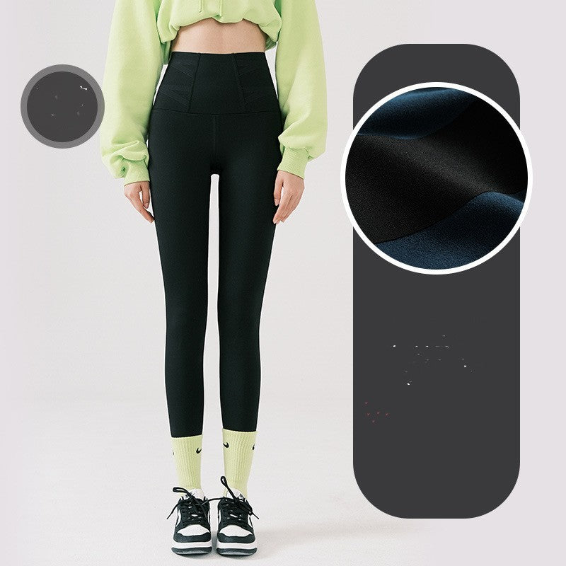 Double cross high waist winter thick leggings, view 6 - MRSLM