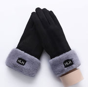 Women's plush-lined suede touchscreen gloves, view 9 - MRSLM