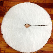 White plush faux fur Christmas tree skirt, view 9 - MRSLM