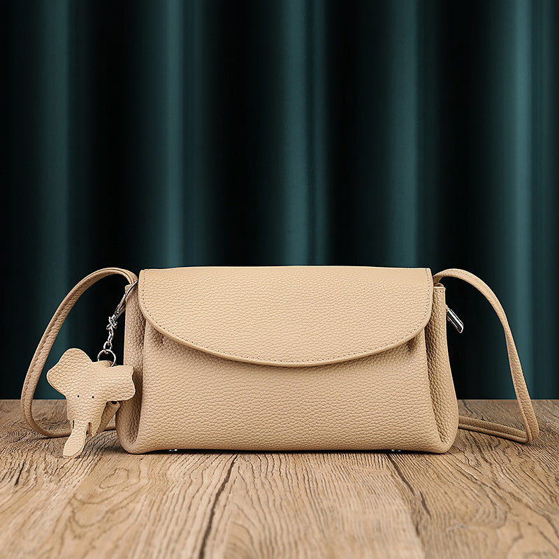 soft cowhide pleated crossbody bag, view 8 - MRSLM