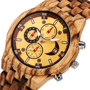 full wood band quartz watch, view 5 - MRSLM