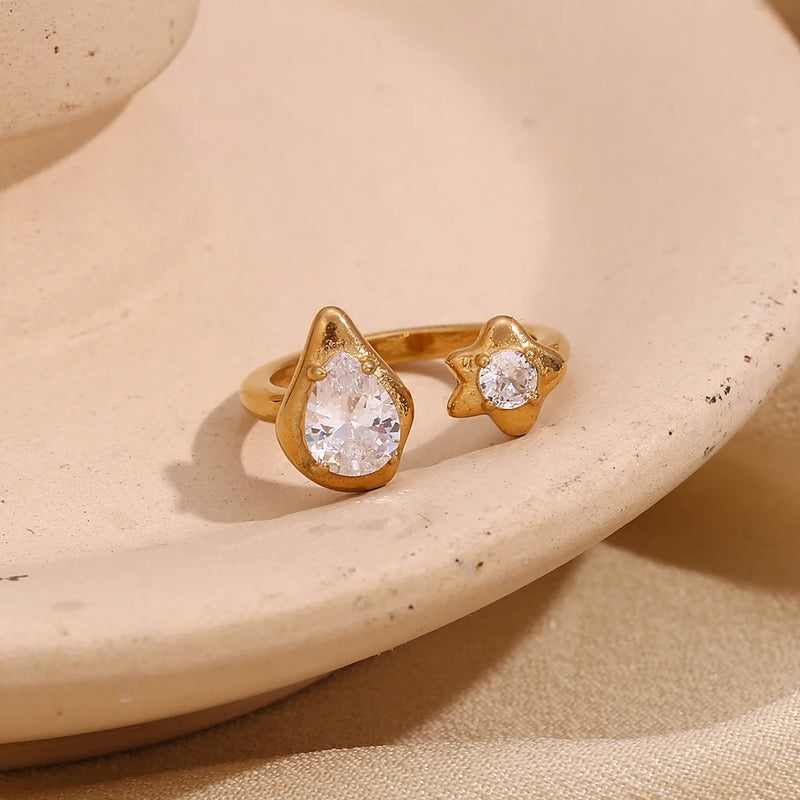 asymmetric water droplet star ring, view 3 - MRSLM