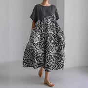 women's printed short-sleeved dress - MRSLM