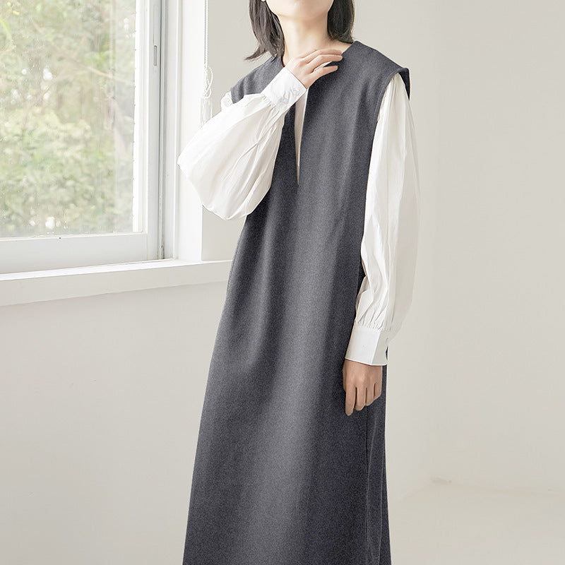 Women's V-neck sleeveless waistcoat dress, view 8 - MRSLM