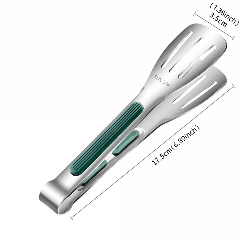 non-slip stainless steel food tongs, view 2 - MRSLM