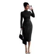 women's black knit maxi dress, view 5 - MRSLM