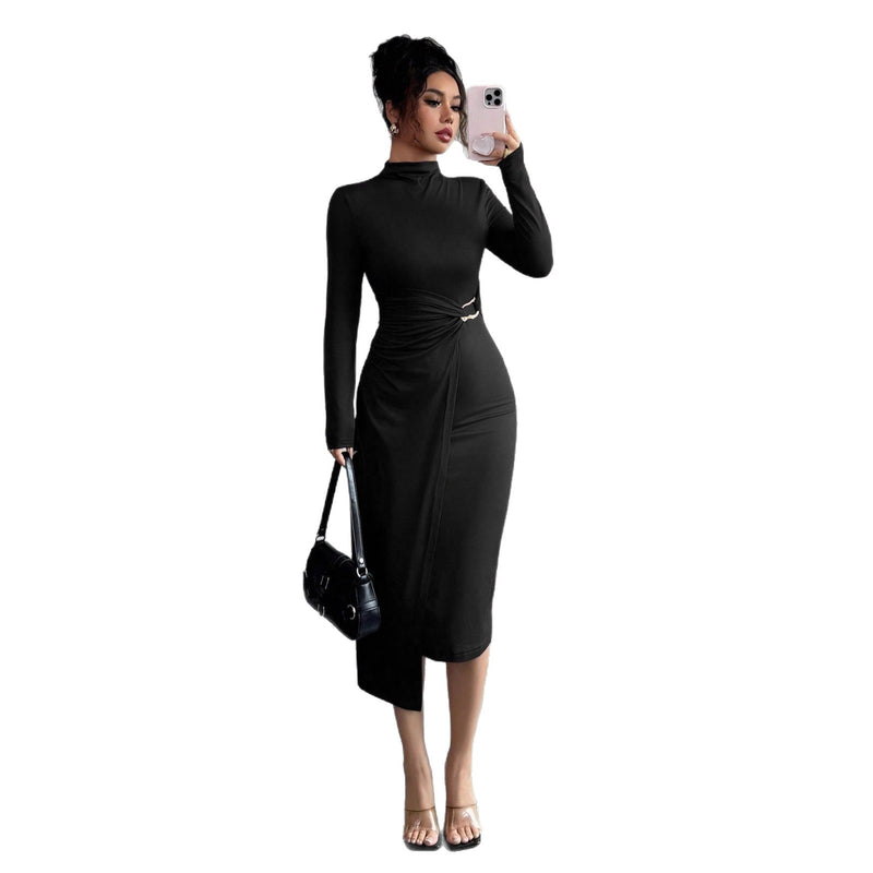 women's black knit maxi dress, view 5 - MRSLM