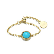 faux turquoise soft chain silver ring, view 3 - MRSLM