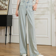 high waist retro wide leg denim pants - MRSLM