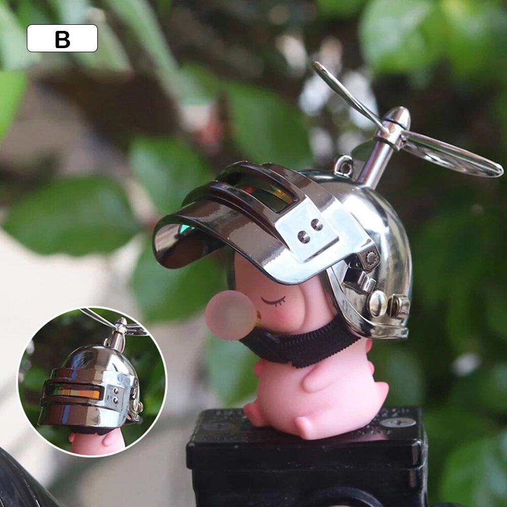 Cute Cartoon Motorcycle Bicycle Ornament with Helmet & Propeller