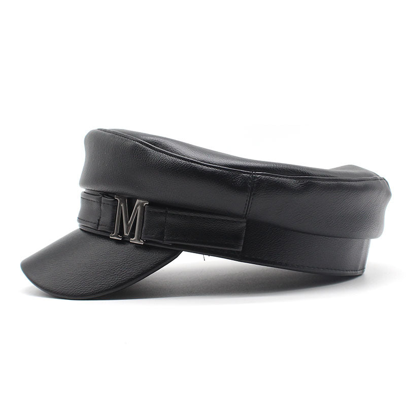 solid color pu beret, view 2 - MRSLM