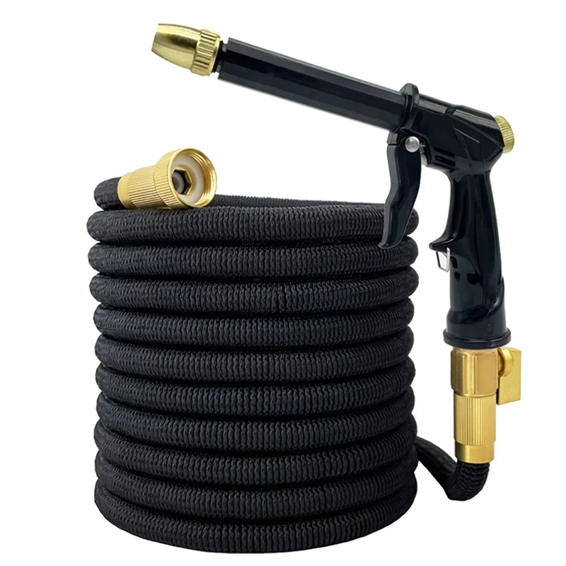Expandable garden hose with adjustable spray gun, view 2 - MRSLM