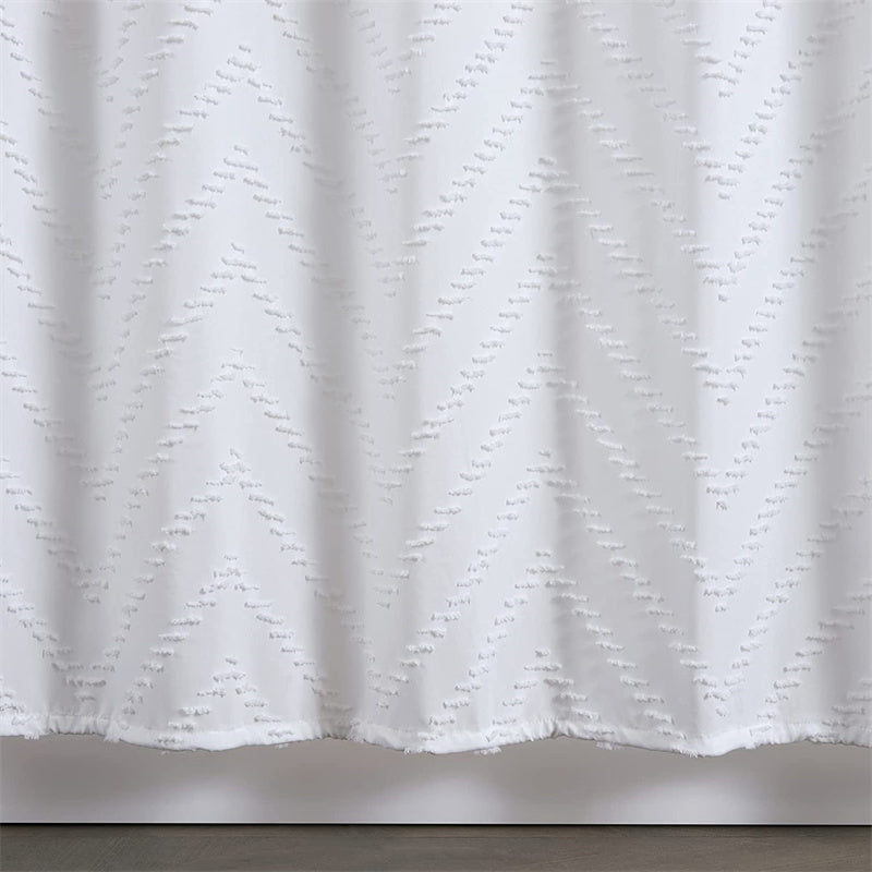 modern farmhouse waterproof white shower curtain, view 7 - MRSLM