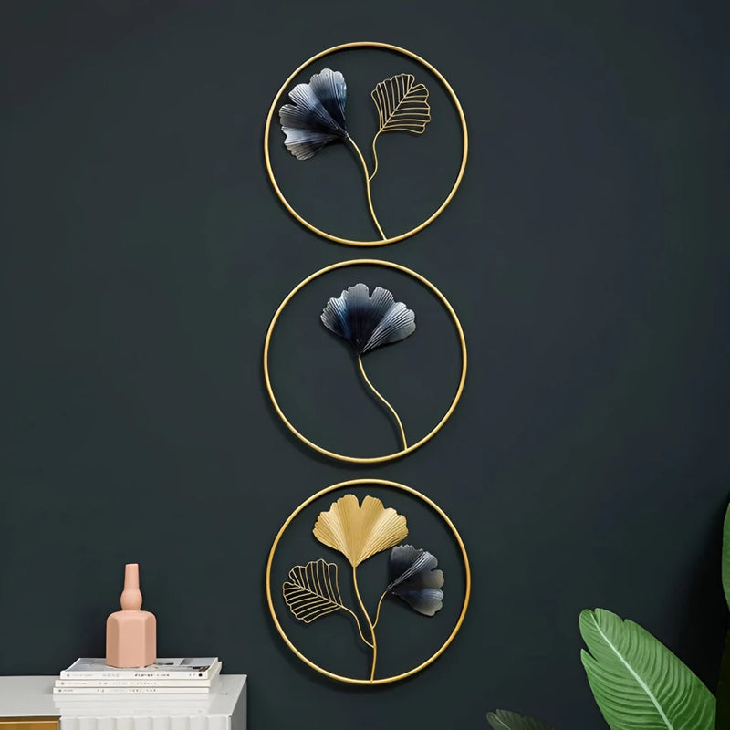 modern metal ginkgo leaf wall hanging, view 5 - MRSLM
