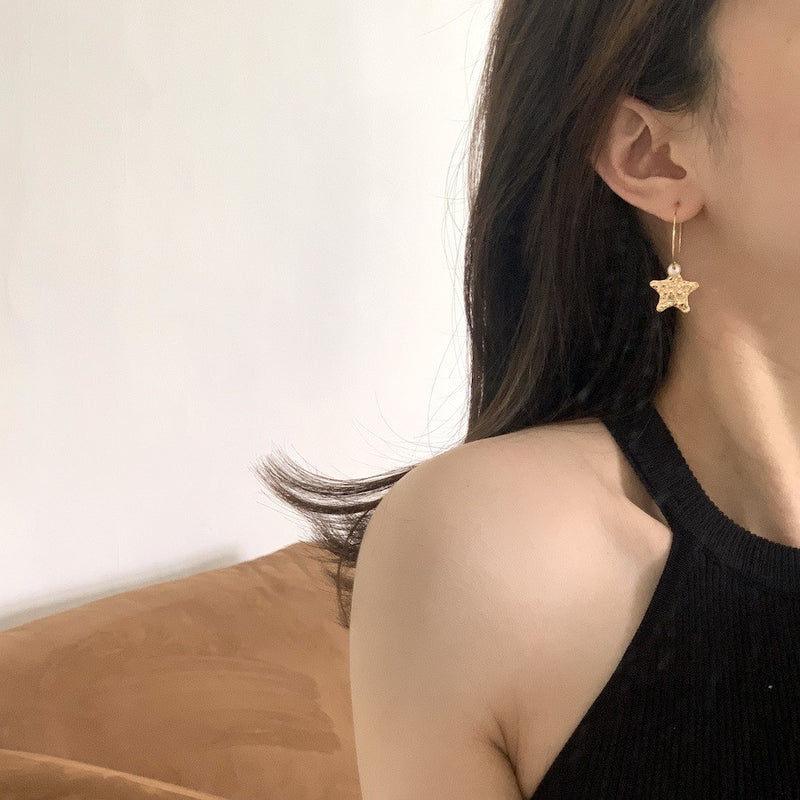 five-pointed star pearl earrings, view 2 - MRSLM