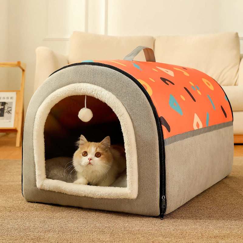 plush pet bed house, view 2 - MRSLM