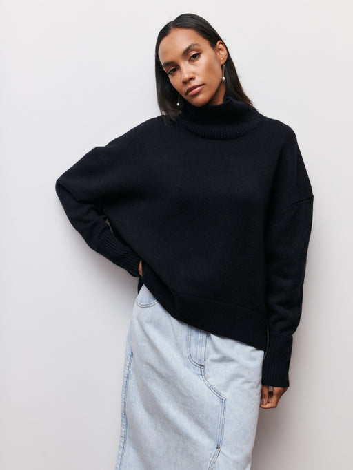 women's turtleneck pullover sweater, view 3 - MRSLM