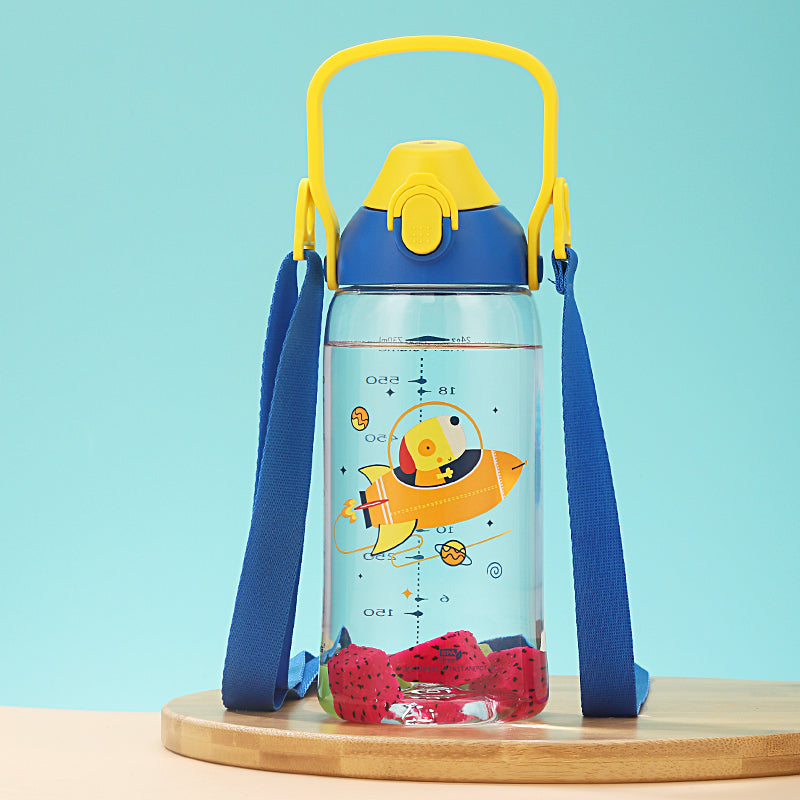 leakproof kids water bottle with straw, view 2 - MRSLM