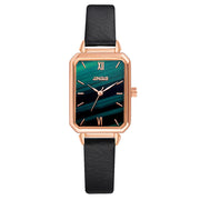 women's simple rectangular leather watch, view 16 - MRSLM